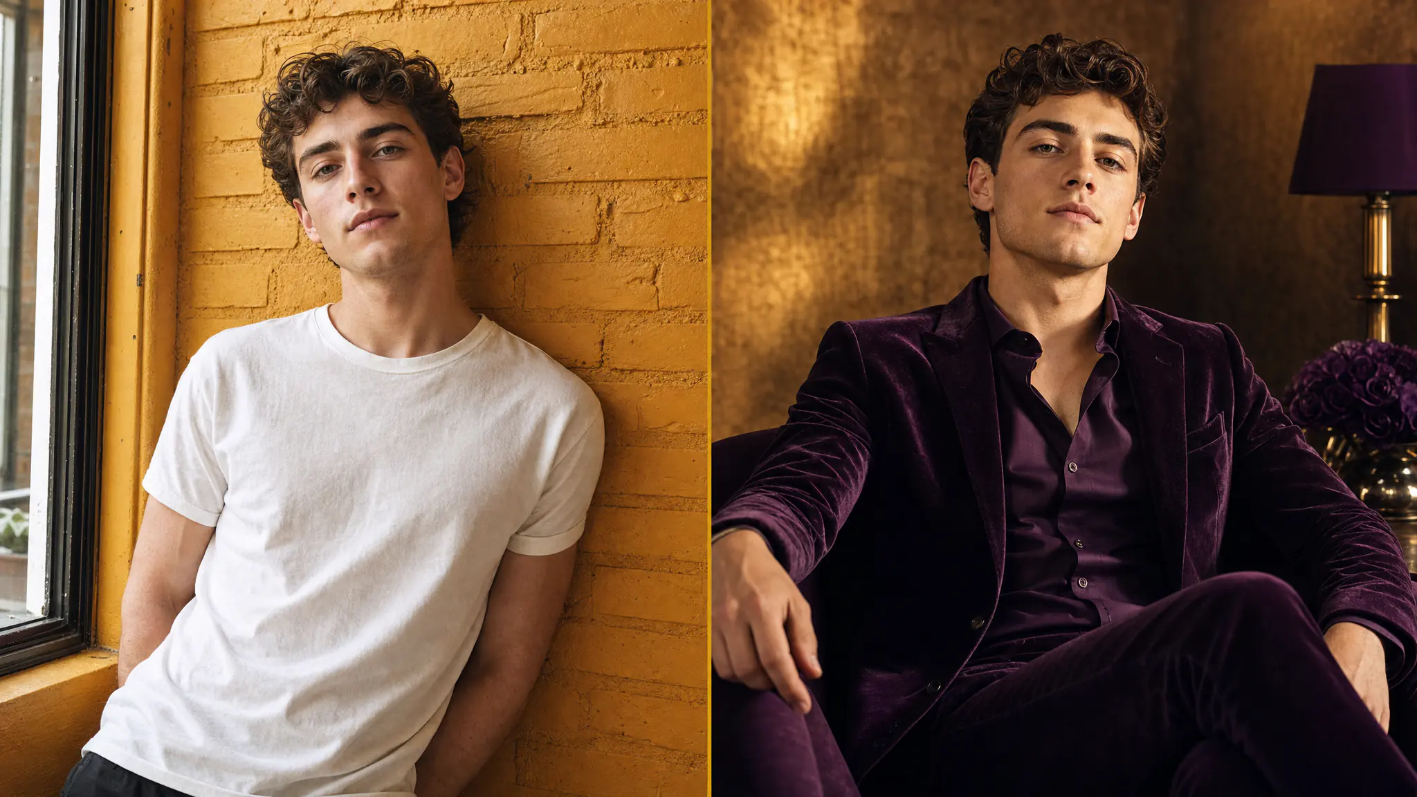 AI artist generator — real photo on the left transformed into AI artist on the right