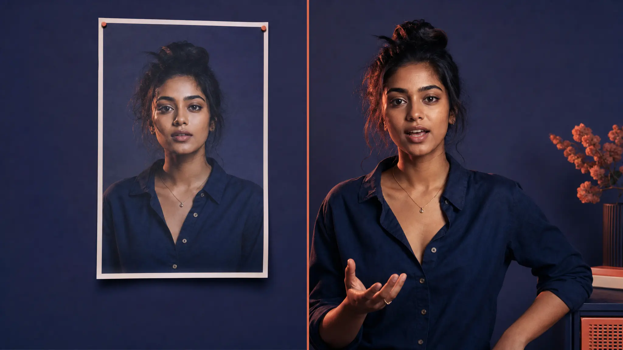AI lipsync — static portrait transformed into a talking video with synchronized lip movement