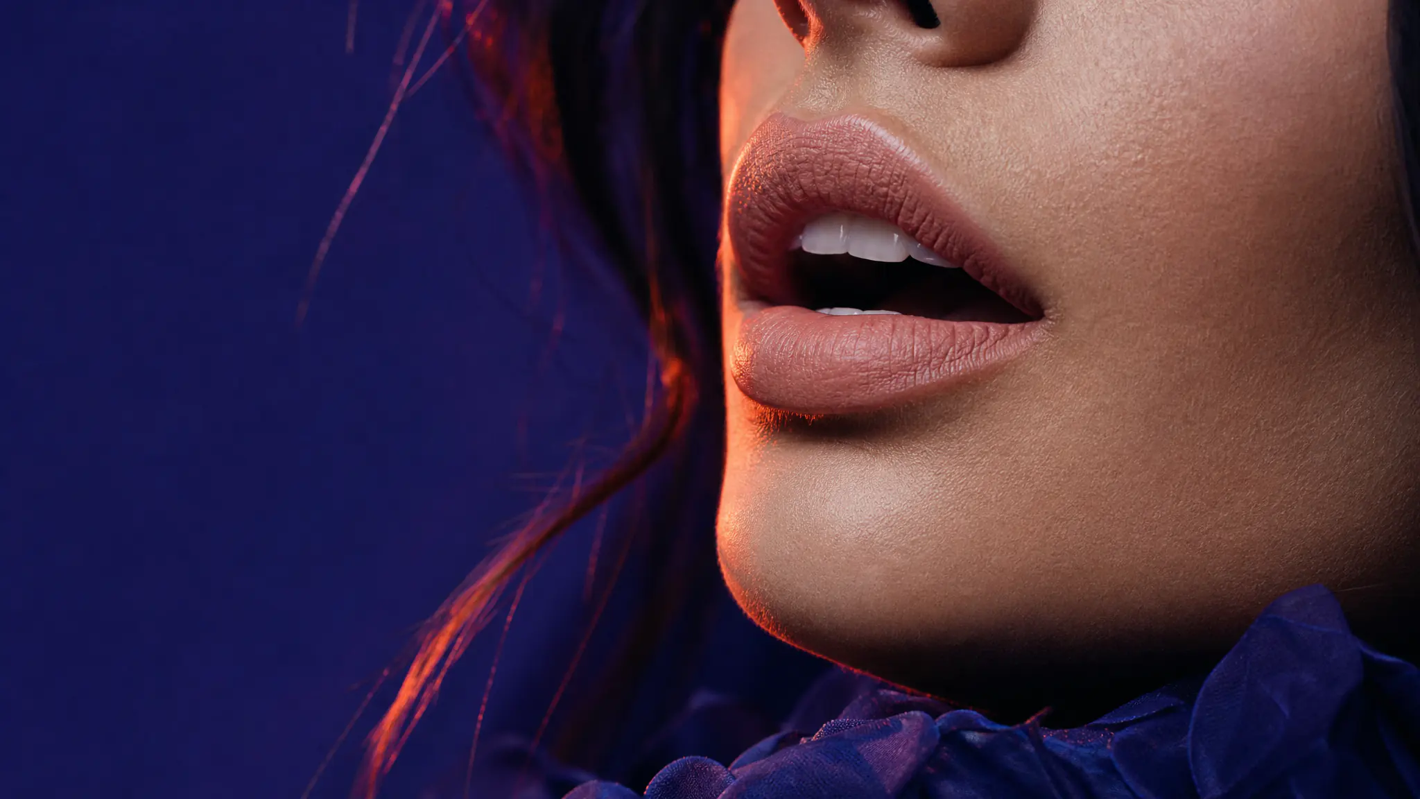 AI lipsync — close-up of high-quality lip movement showing precise synchronization